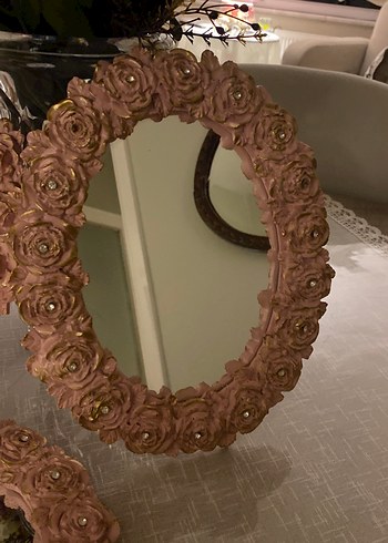 Pembe Çiçek Desenli Dekoratif Aynalar - Görsel 4