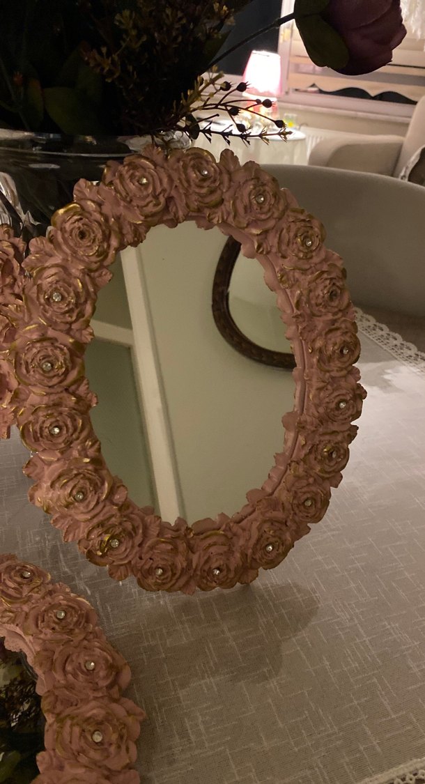 Pembe Çiçek Desenli Dekoratif Aynalar - Görsel 4