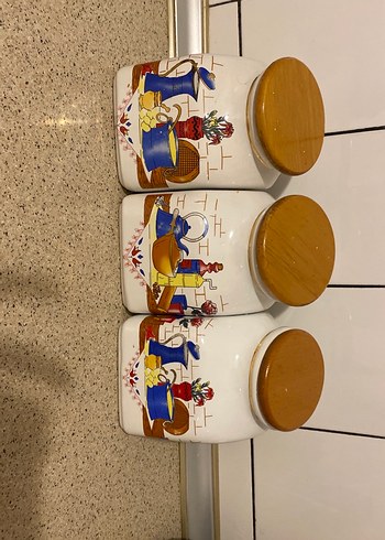 Ahşap Kapaklı Seramik Baharat Kavanozları - Görsel 6