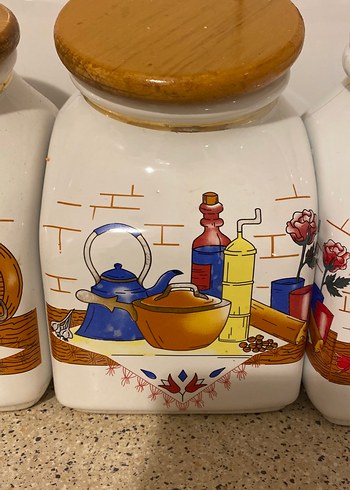 Ahşap Kapaklı Seramik Baharat Kavanozları - Görsel 3