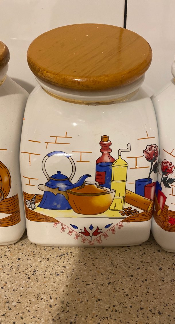 Ahşap Kapaklı Seramik Baharat Kavanozları - Görsel 3