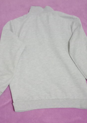 Erkek Gri Fermuarlı Yüksek Yakalı Sweatshirt - Görsel 3