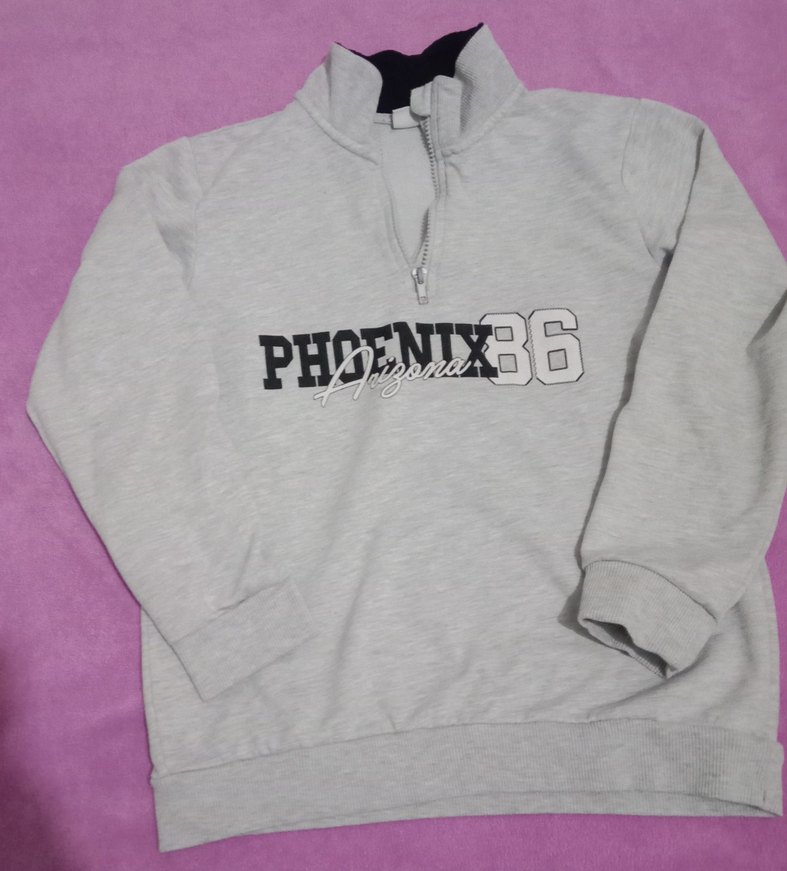 Erkek Gri Fermuarlı Yüksek Yakalı Sweatshirt - Görsel 2