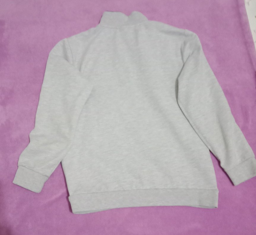 Erkek Gri Fermuarlı Yüksek Yakalı Sweatshirt - Görsel 3