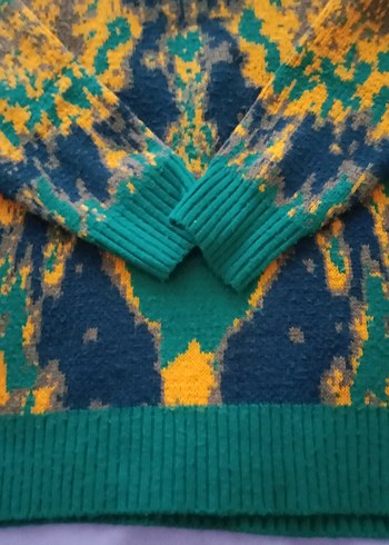 Bohem Çok Renkli Örgü Kadın Kazak - Görsel 2