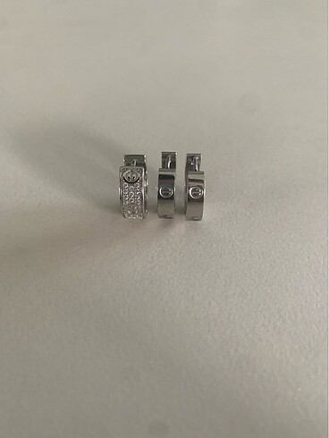 Diğer Cartier model 3 lü Silver Paslanmaz Çelik Küpe Seti