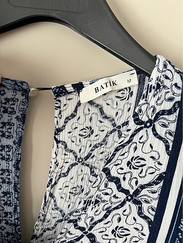 m Beden mavi Renk Batik Desenli Yazlık Tulum