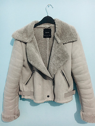 Bershka Bershka kürklü gri mont