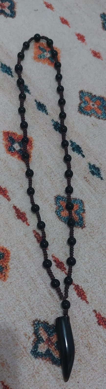 Erkek Siyah Boncuklu Bohem Kolye - Görsel 2