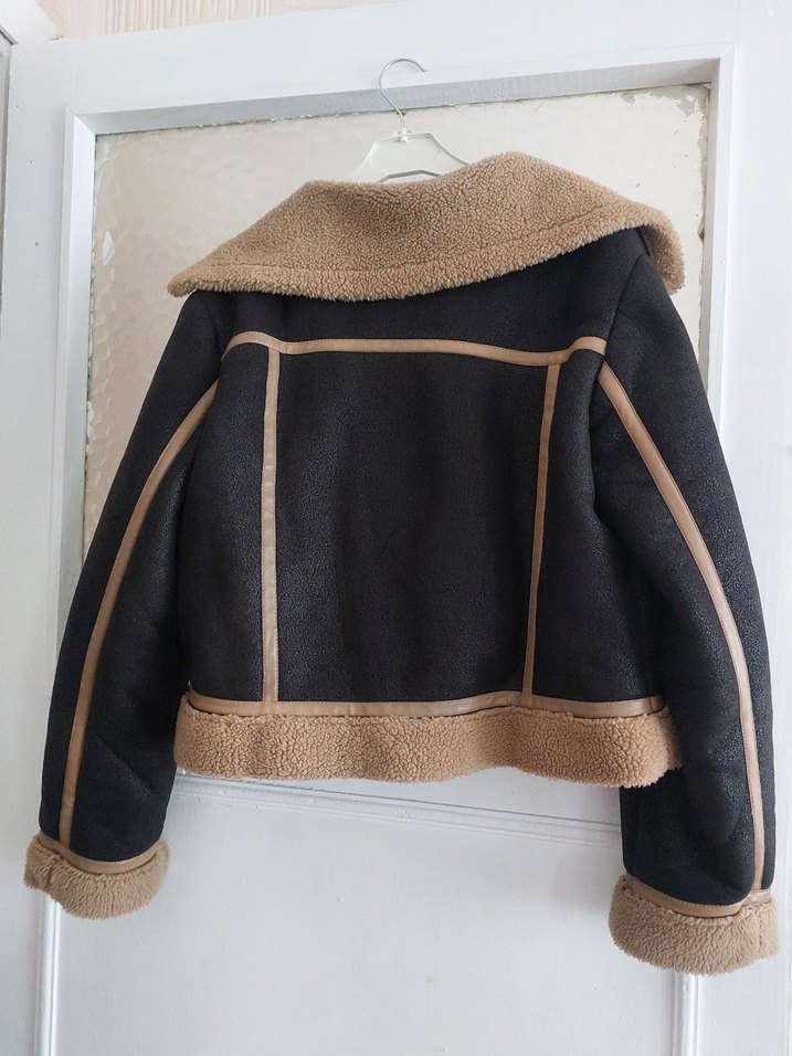 Kahverengi Kürklü Süet Biker Ceket - Görsel 2