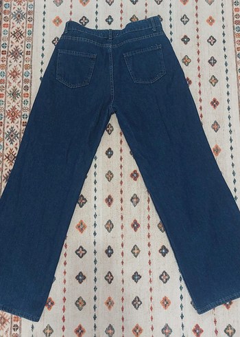 Nakışlı Bohem Salaş Mavi Kadın Kot Pantolon - Görsel 2