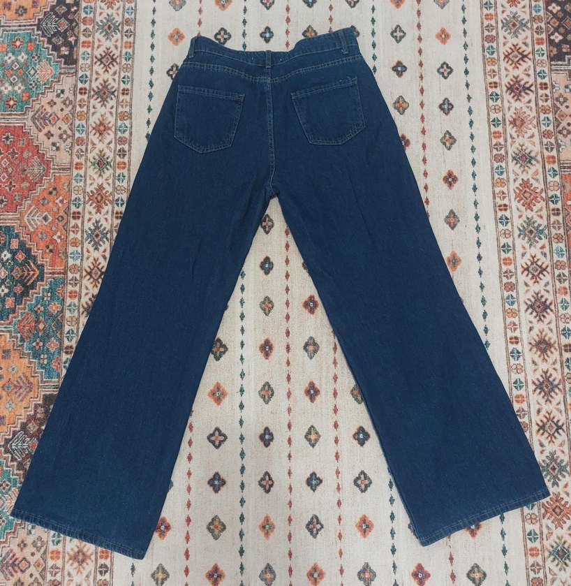 Nakışlı Bohem Salaş Mavi Kadın Kot Pantolon - Görsel 2