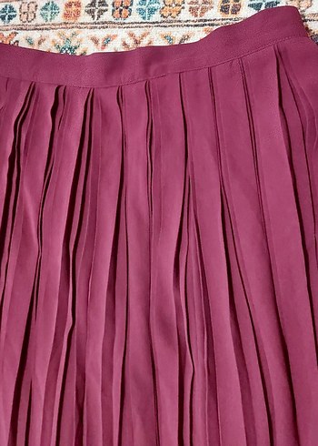 Bordo Piliseli Uzun Kadın Etek - Görsel 2