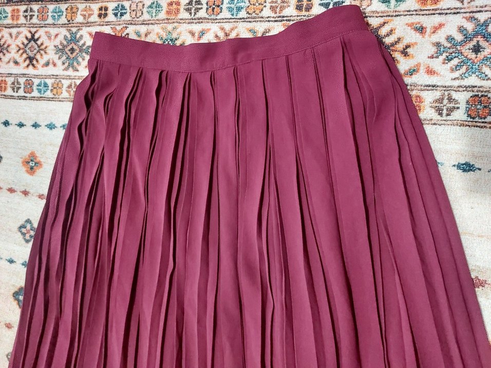 Bordo Piliseli Uzun Kadın Etek - Görsel 2