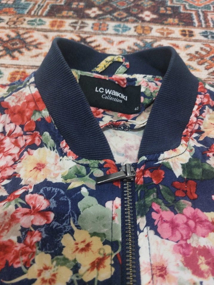 Renkli Çiçek Desenli Bohem Kadın Ceket - Görsel 2