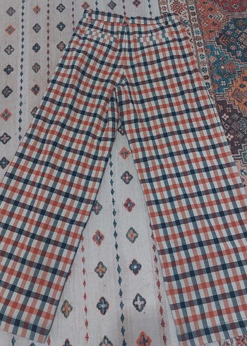 Düğmeli Çok Renkli Kadın Kumaş Pantolon - Görsel 3