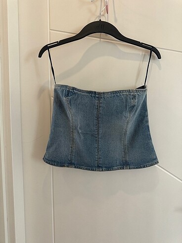 Zara Zara marka M beden jean straplez bluz