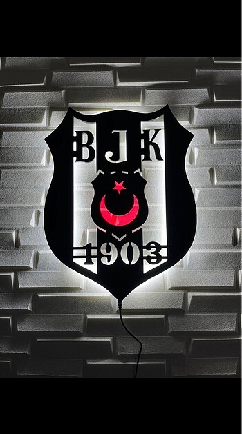 Diğer Beşiktaş Led Işıklı Tablo, BJK Duvar Dekoru, Işıklı Ahşap Tablo