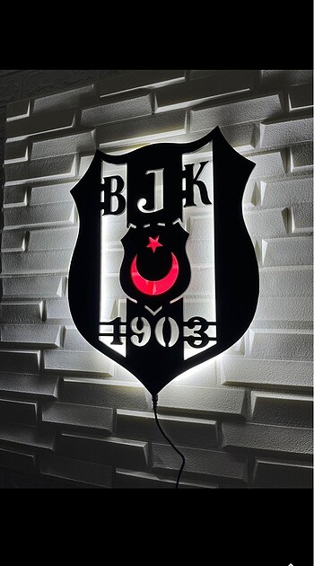  Beden Beşiktaş Led Işıklı Tablo, BJK Duvar Dekoru, Işıklı Ahşap Tablo