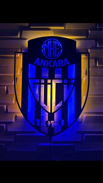  Beden Ahşap Işıklı Duvar Dekoru, Led Işıklı Tablo, Ankaragücü