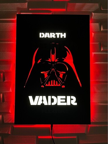 Beden Darth Vader Ahşap Işıklı Tablo, Star Wars Duvar Dekoru