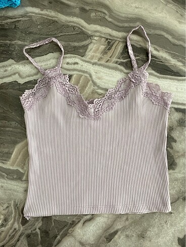 Diğer Lila dantelli crop