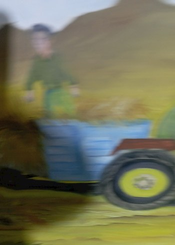 Tarla Temalı Koyun Renkli Yağlı Boya Tablo - Görsel 2