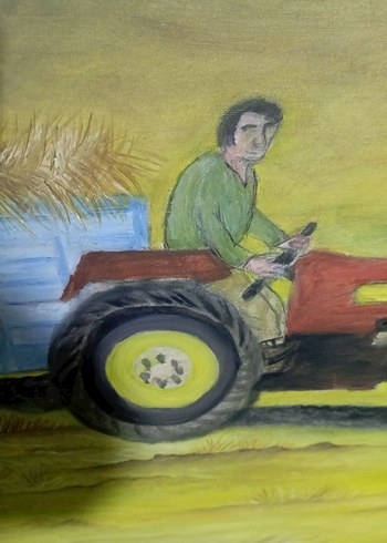 Tarla Temalı Koyun Renkli Yağlı Boya Tablo - Görsel 4