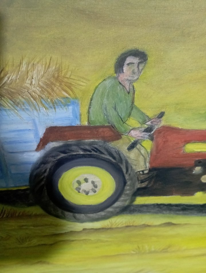 Tarla Temalı Koyun Renkli Yağlı Boya Tablo - Görsel 4