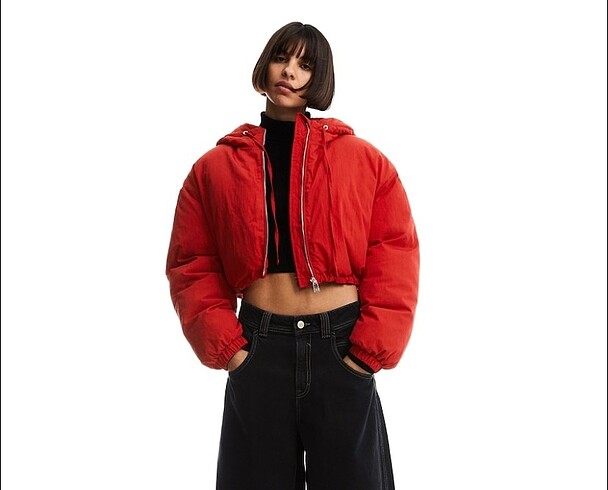 Bershka kırmızı şişme mont