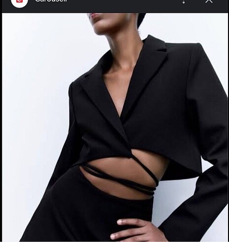 Zara İp Detaylı Crop Blazer