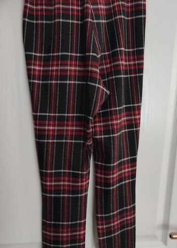 Kırmızı Ekose Kadın Kumaş Pantolon - Görsel 5