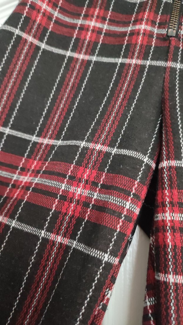 Kırmızı Ekose Kadın Kumaş Pantolon - Görsel 2