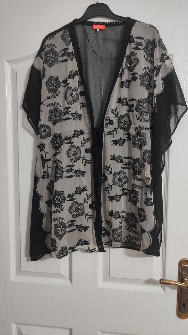 Gri Nakışlı Dantel Detaylı Bohem Kadın Kimono - Görsel 2