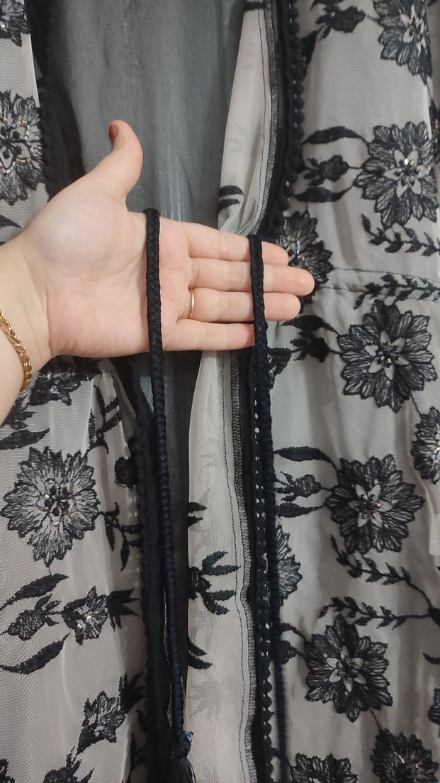 Gri Nakışlı Dantel Detaylı Bohem Kadın Kimono - Görsel 5