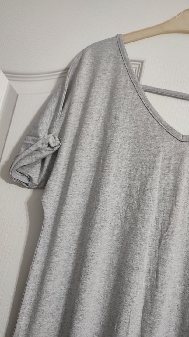 Gri Uzun penye Salaş Elbise - Görsel 2