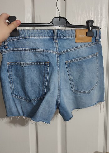 Düğmeli Mavi Kadın Mini Denim Şort - Görsel 5