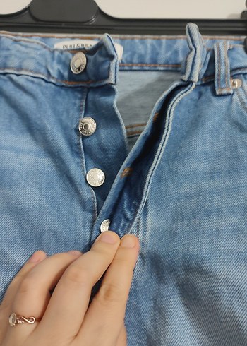 Düğmeli Mavi Kadın Mini Denim Şort - Görsel 3