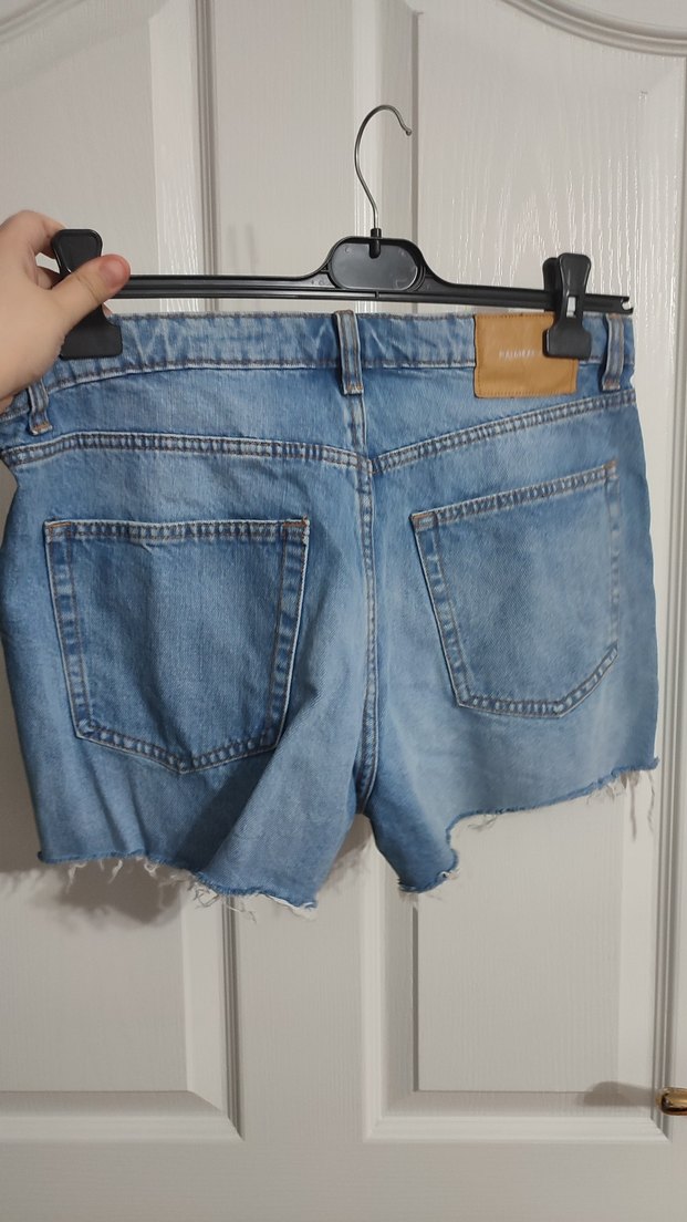 Düğmeli Mavi Kadın Mini Denim Şort - Görsel 5