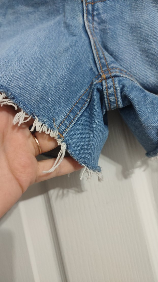 Düğmeli Mavi Kadın Mini Denim Şort - Görsel 2