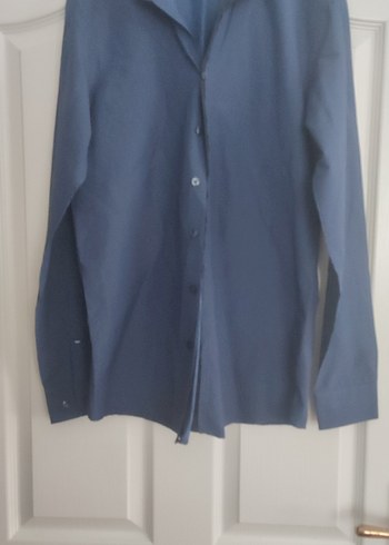 Düğmeli Lacivert Erkek Keten Gömlek - Görsel 2