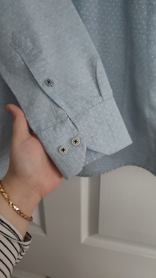 Gri Uzun Kollu Keten Erkek Gömlek - Görsel 3