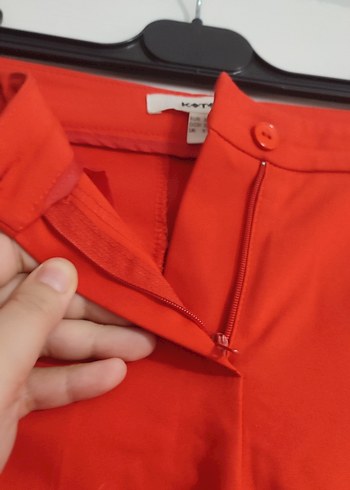 Kemerli Kırmızı Kadın Kumaş Pantolon - Görsel 4