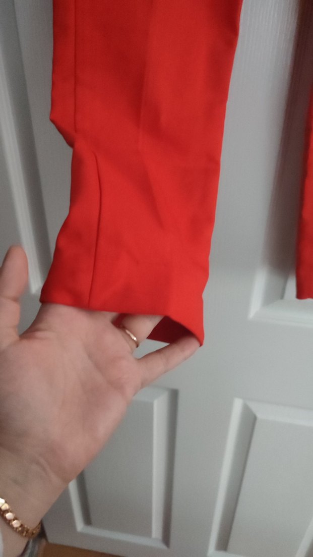 Kemerli Kırmızı Kadın Kumaş Pantolon - Görsel 2