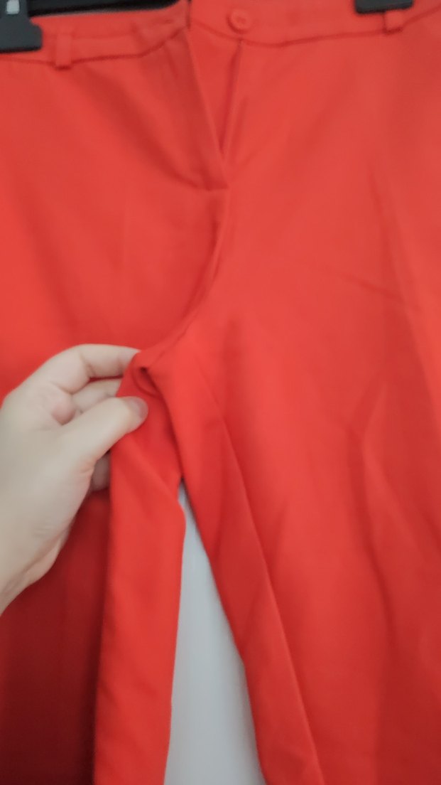 Kemerli Kırmızı Kadın Kumaş Pantolon - Görsel 3