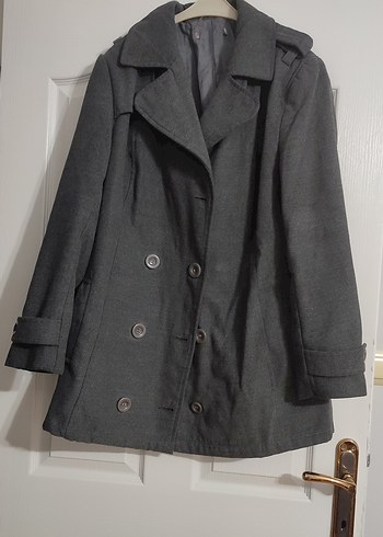 Düğmeli Gri Midi  Kaban - Görsel 2