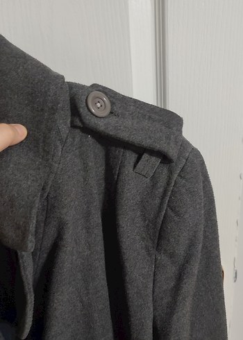 Düğmeli Gri Midi  Kaban - Görsel 7