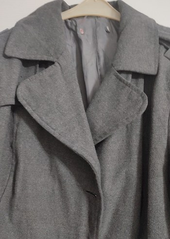 Düğmeli Gri Midi  Kaban - Görsel 5