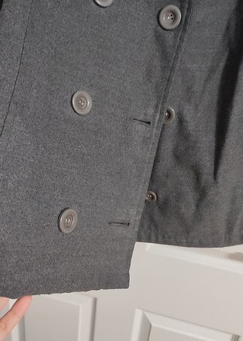 Düğmeli Gri Midi  Kaban - Görsel 3