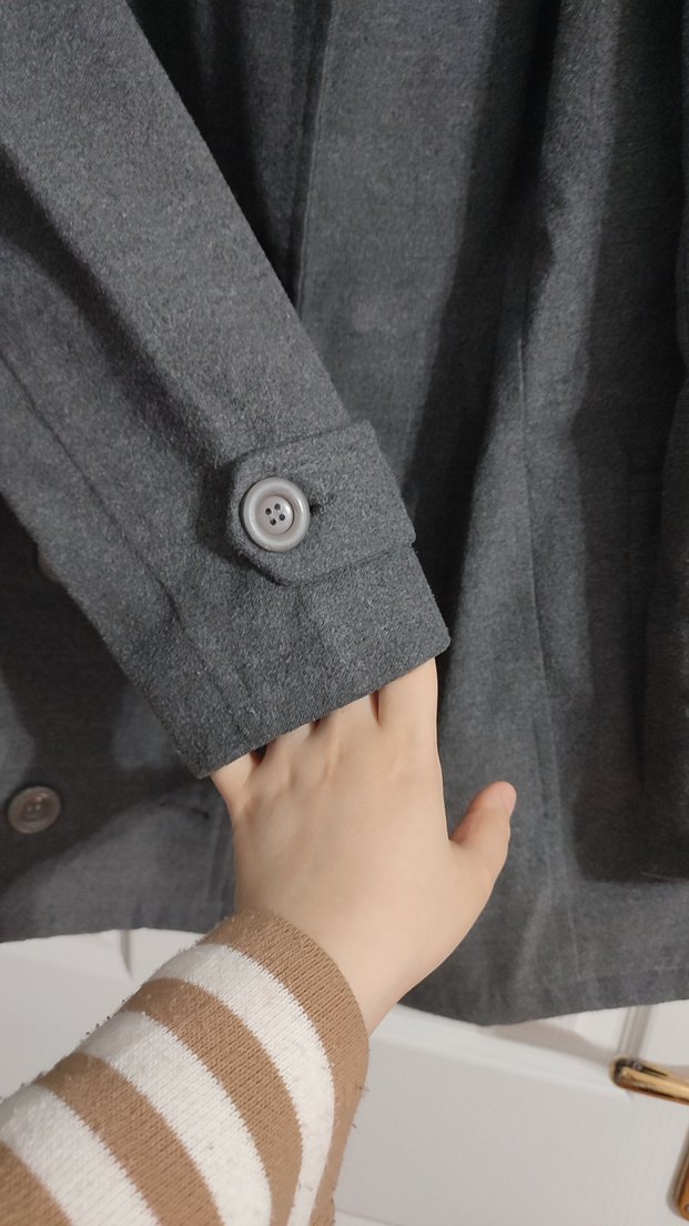 Düğmeli Gri Midi  Kaban - Görsel 4